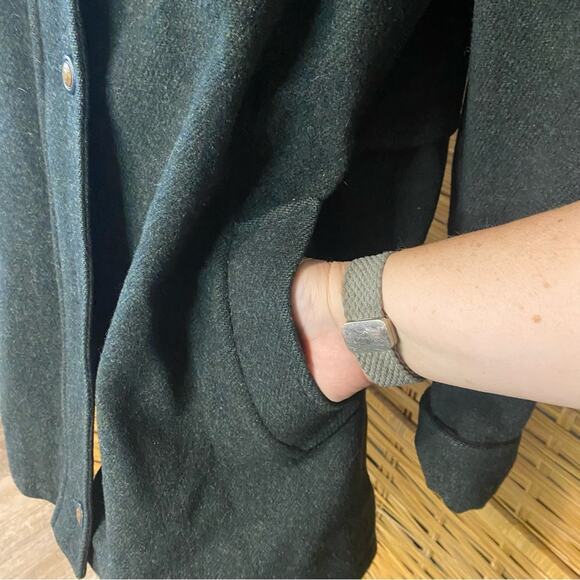 VTG Mackintosh Hunter Green 100% wool pea coat Jacket Button-Up double zip Sz 8 - Picture 11 of 14